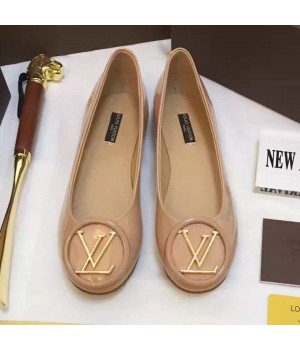 Louis Vuitton LV Logo Patent Calfskin Flat Ballerina Nude (GD2083-6102011 )