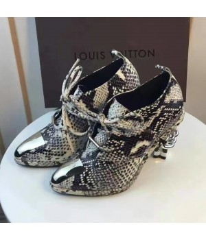 Louis Vuitton Lambskin Lace-up Pump Gray 2016  (GD5033-6100602 )