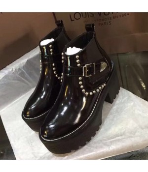 Louis Vuitton Fighter Platform Ankle Boots 1A1YOY Black 2016 (lv-6100605 )