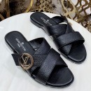 Louis Vuitton Horizon Calfskin LV Circle Flat Mule Sandals Black 2019 (1050-9061826 )