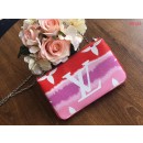 Louis vuitton original ESCALE POCHETTE DOUBLE ZIP clutch bag M69124 red