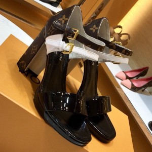 Louis Vuitton Matchmake Double Buckle High-Heel Platform Sandal Black 2019 (1054-9070308 )