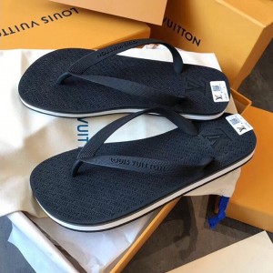 Louis Vuitton Men's Molitor Thong Sandals on Monogram Insock 1A2CX2 Black 2019 (EM-9030926 )